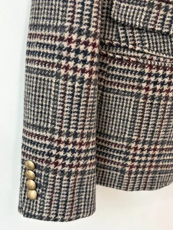 J. Crew Schoolboy Blazer in Houndstooth Tweed 100% Wool Size 8 - Picture 5 of 12